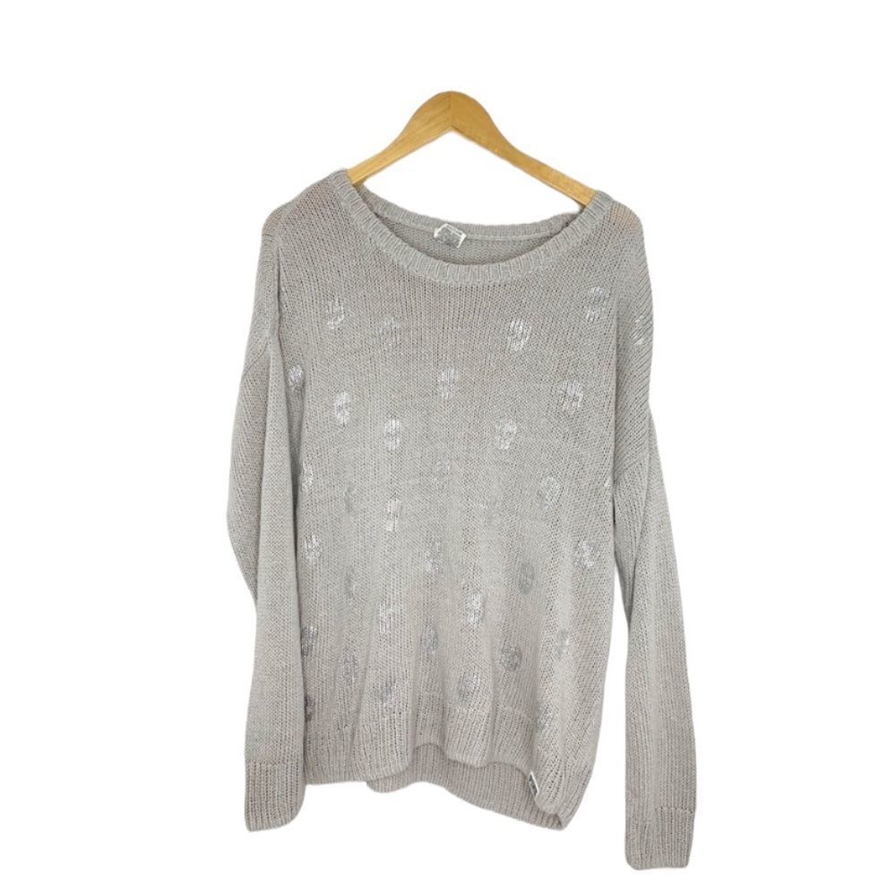 Pink Victoria's Secret Gray Skull Print Sweater